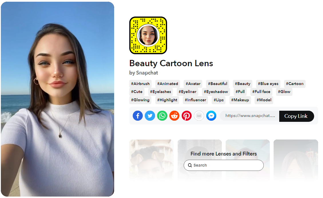 beauty cartoon filter from Snapchat