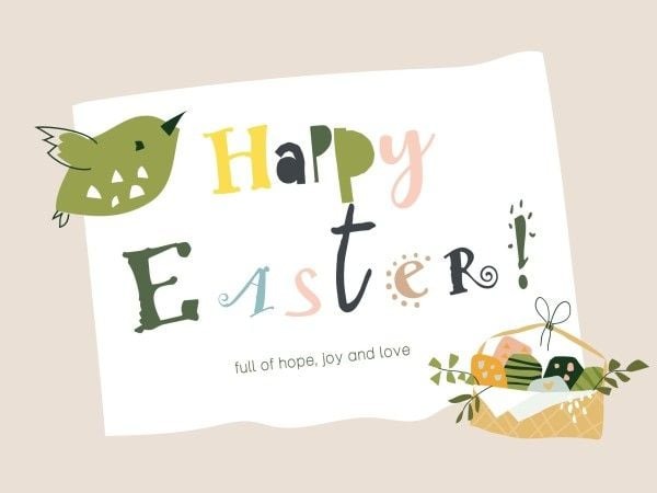 Beige Creative Illustration Happy Easter Card