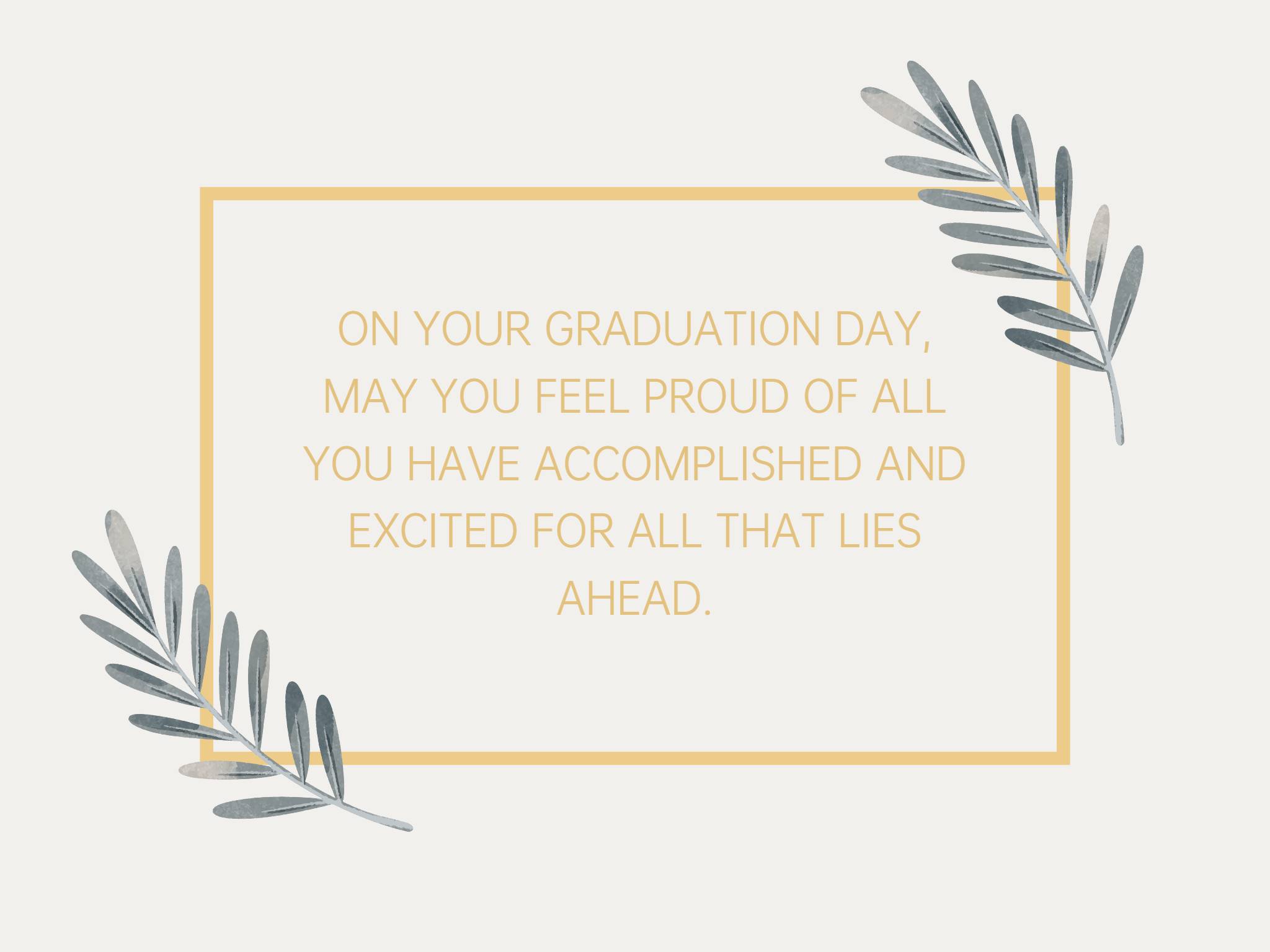 beige illustration leaves happy graduation card with wishes