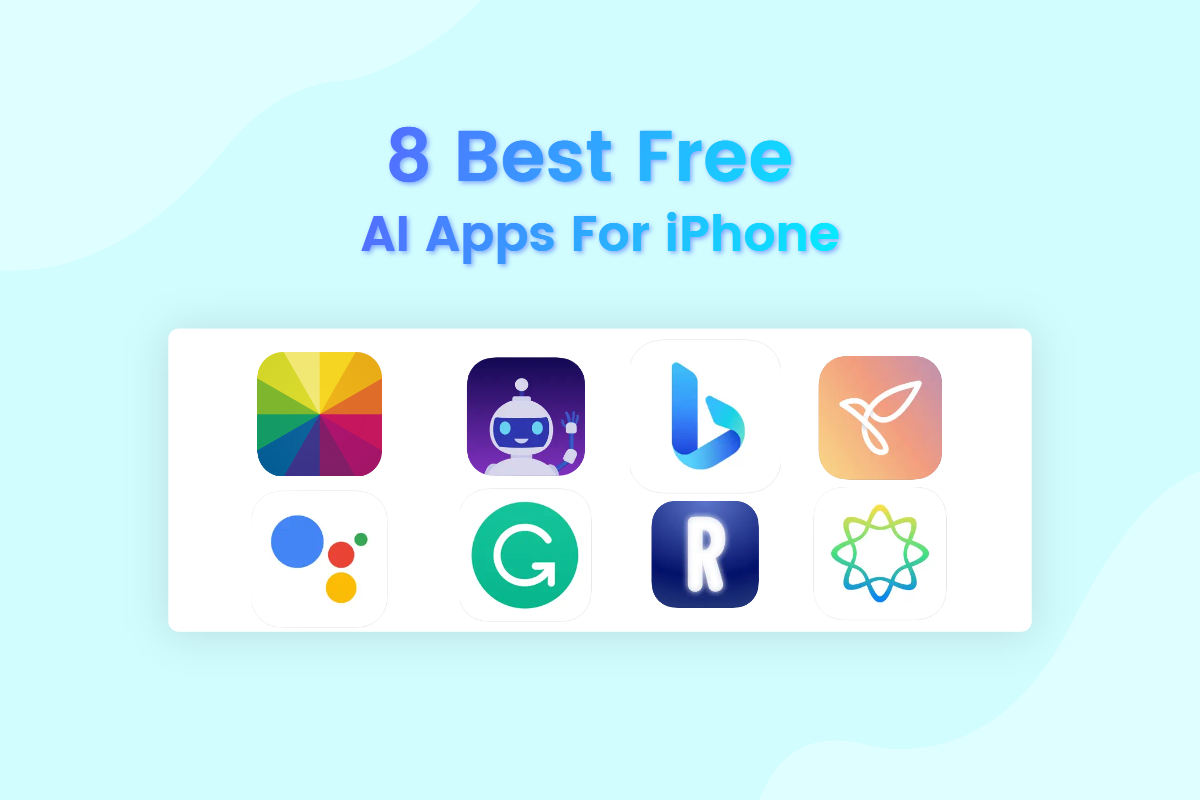 best ai apps for iphone banner with 8 app logos