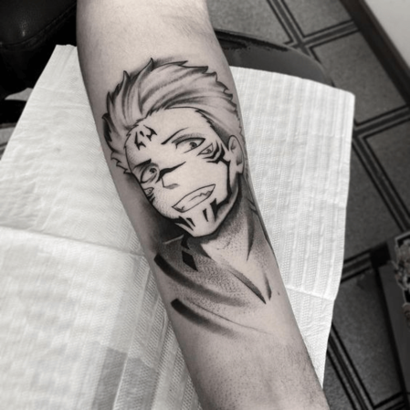 black and white anime tattoo