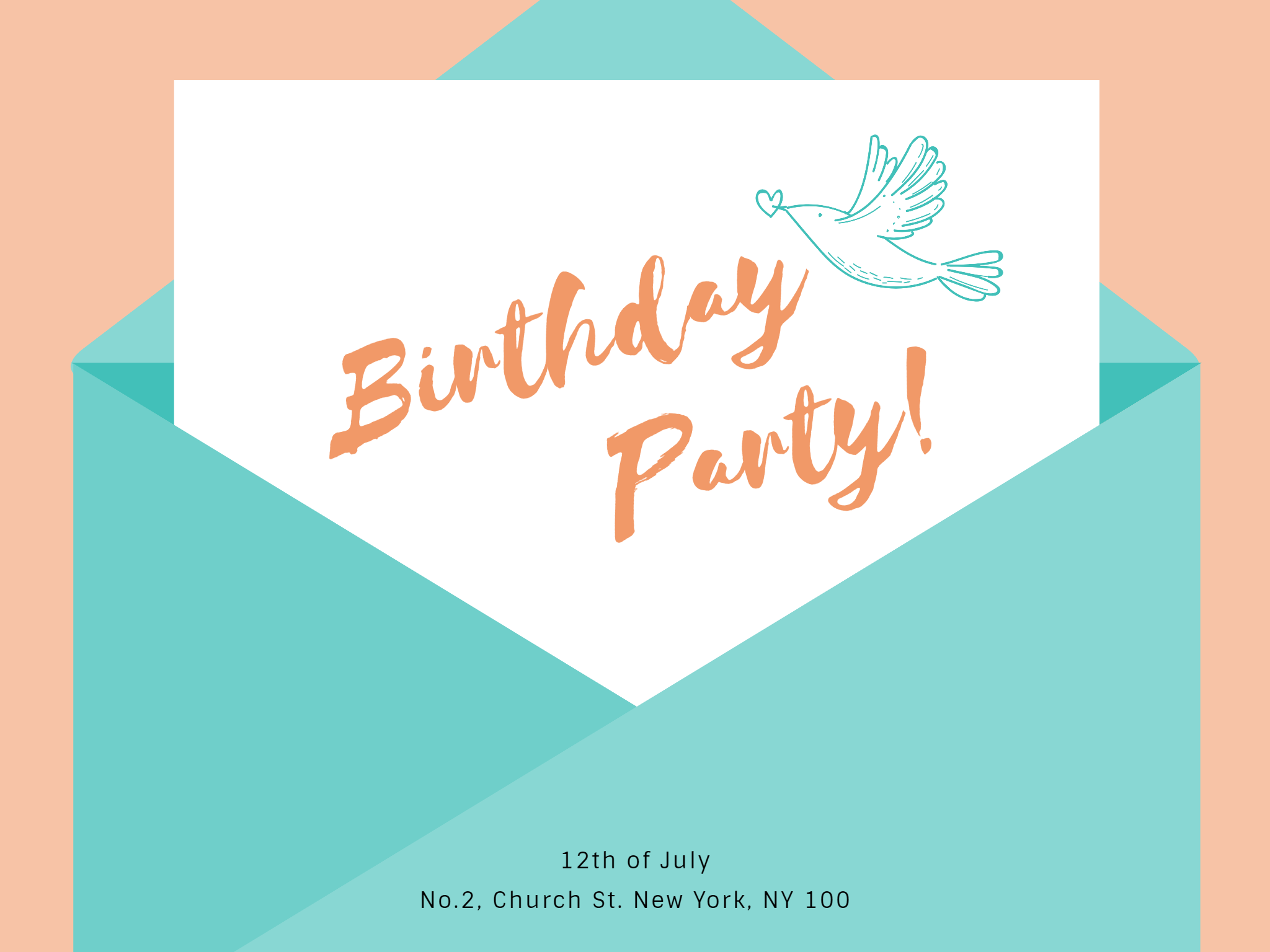 blue and orange letter styled birthday card template