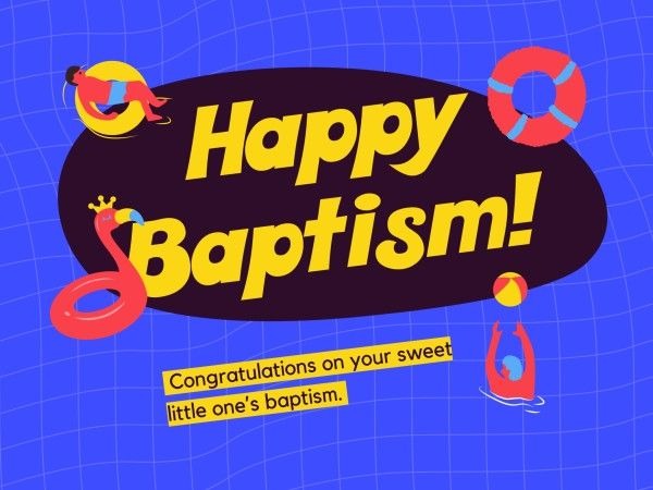 blue happy baptism card