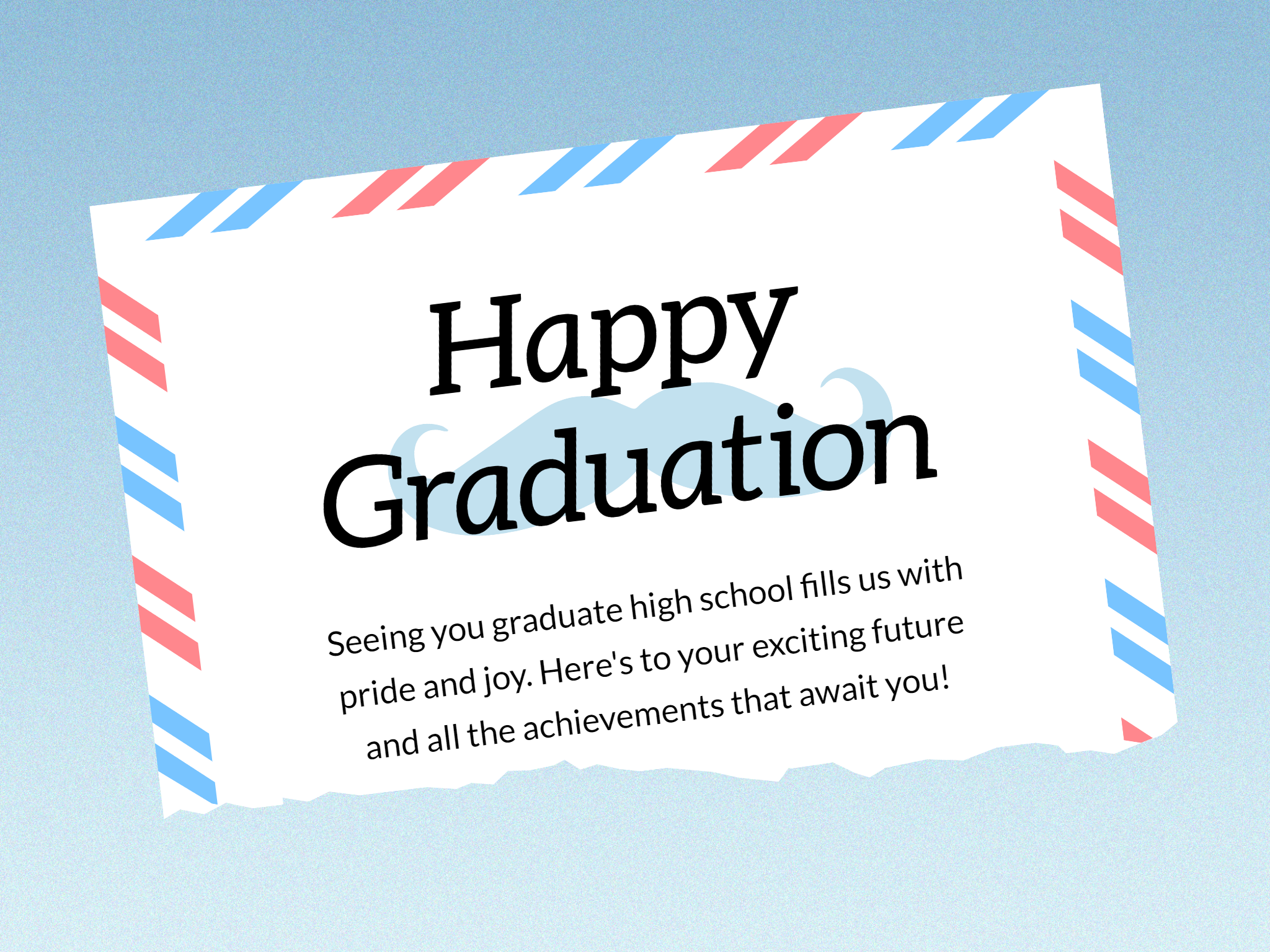 blue mail letter happy high school graduation card with messages