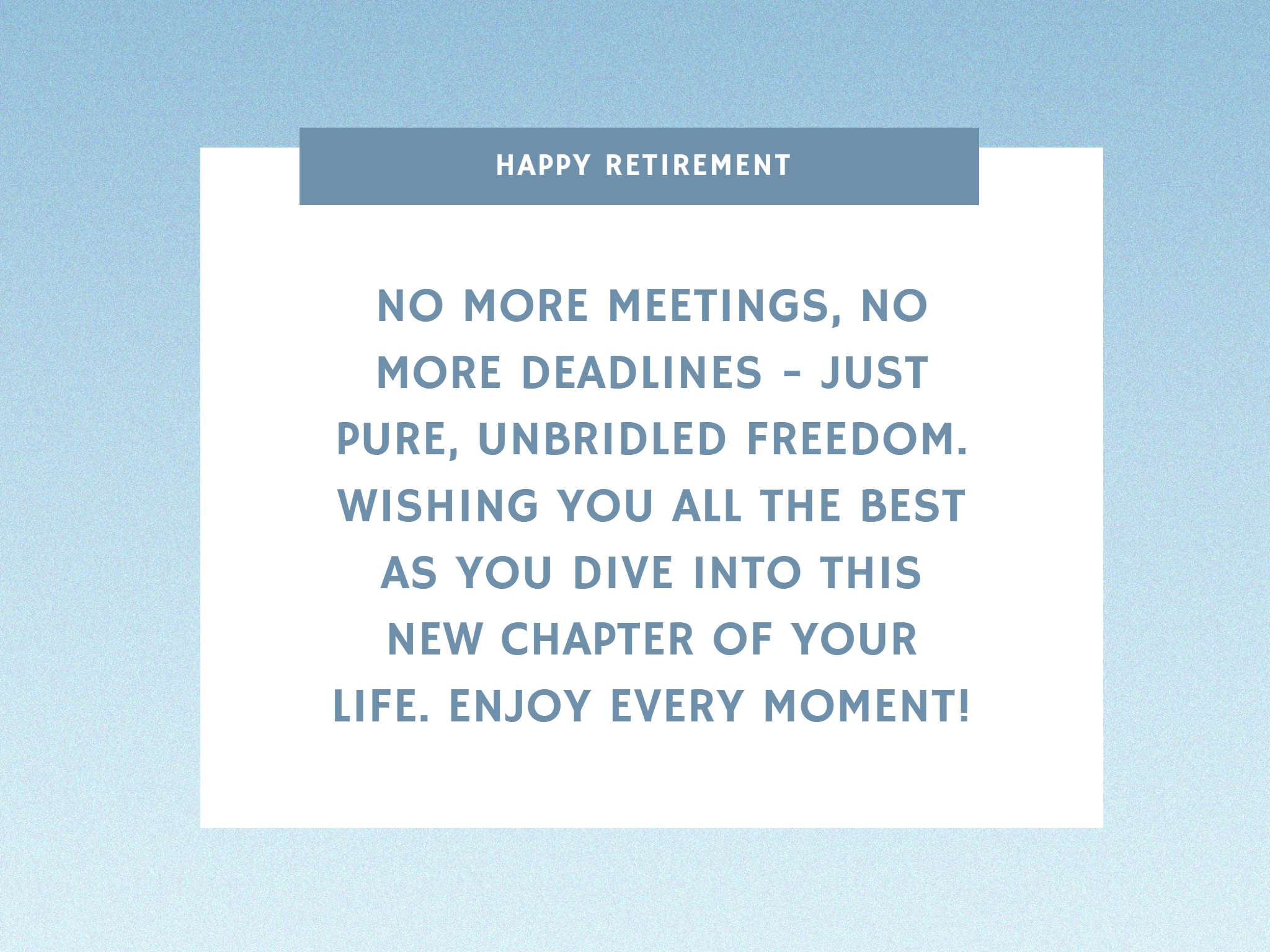 blue retirement card
