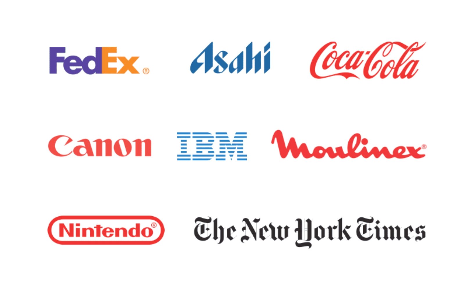 different brand logos with different fonts