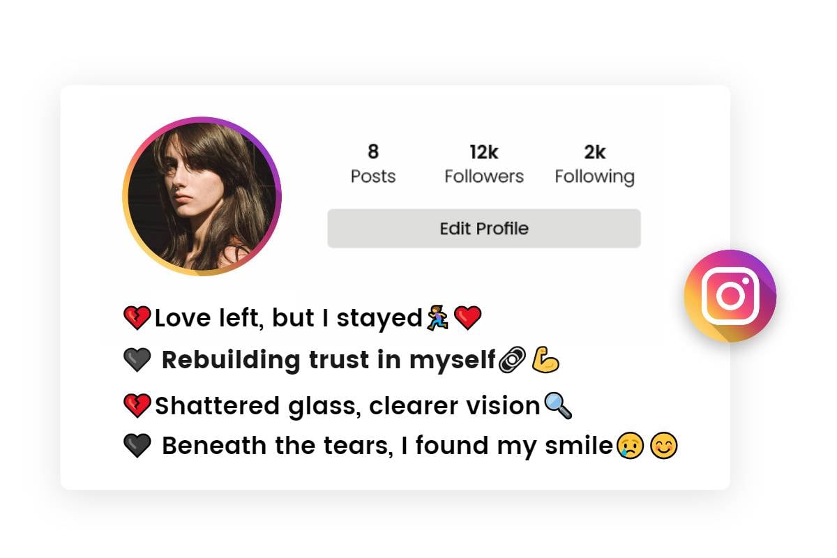 breakup broken heart bio for Instagram