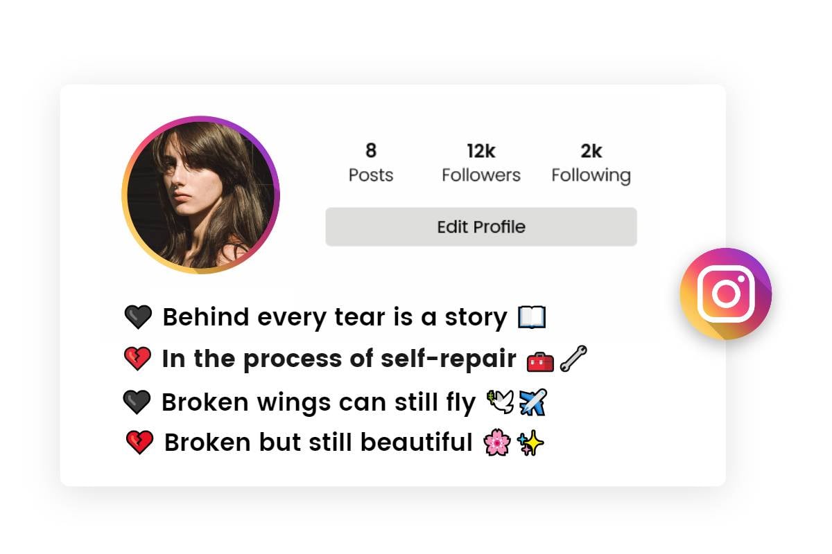 broken bio for instagram for girl