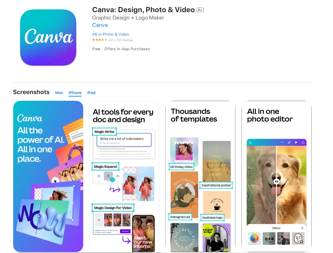 canva app download interface