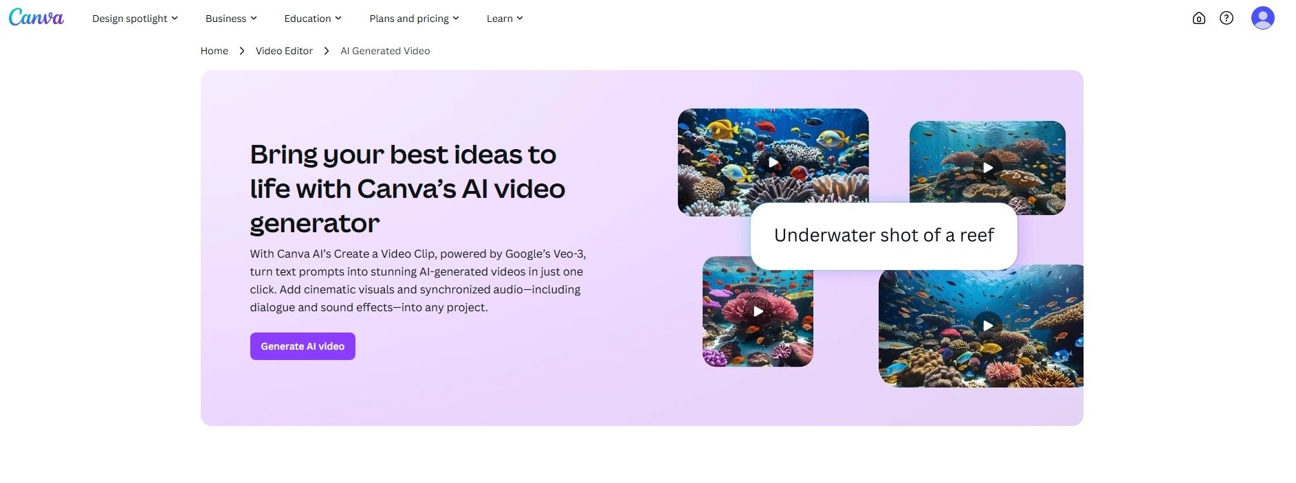 canva is a ai video generator for professional use
