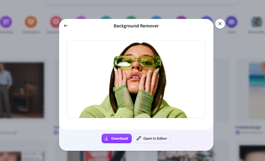 canva background remover remove a green background portrait picture test