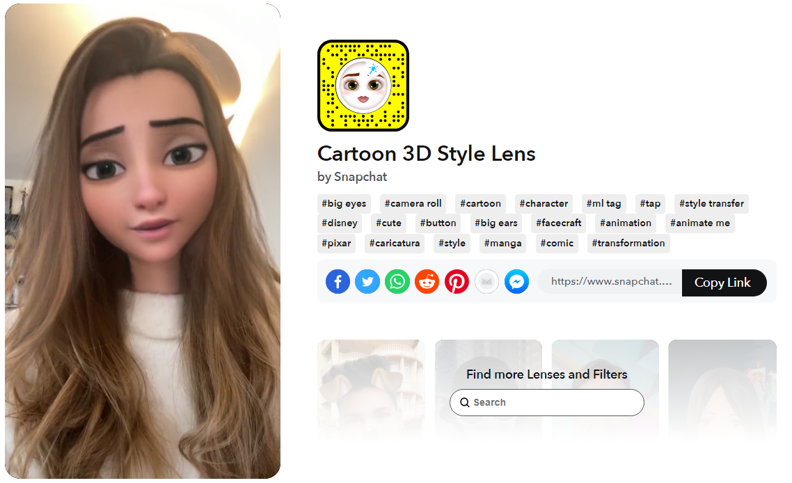 cartoon 3d style filter from Snapchat