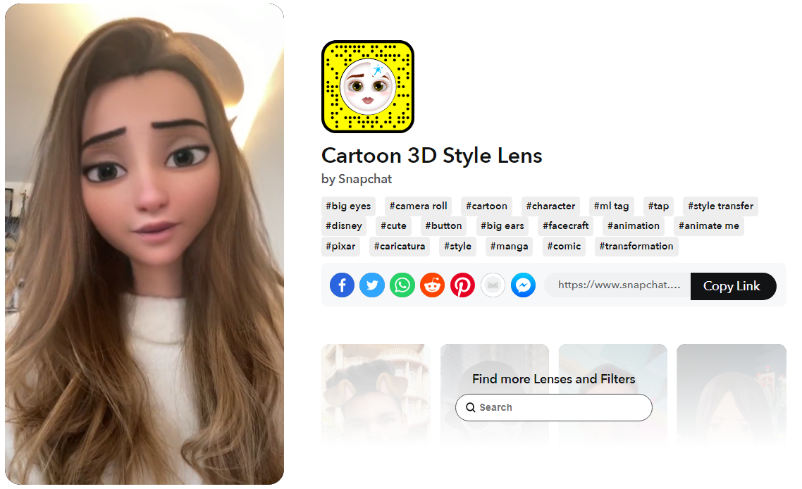 cartoon 3d style from Snapchat filters