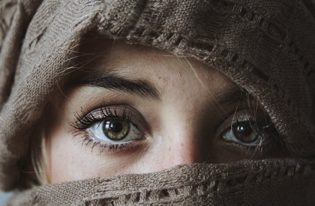 a woman with her eyes uncovered