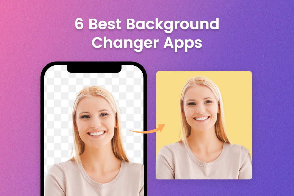 change a woman portrait background to yellow in the Fotor's background changer app