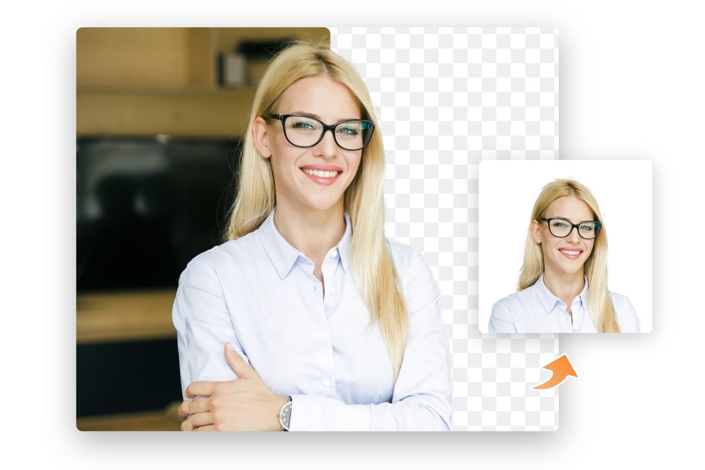change an image background to white and convert it to a passport photo