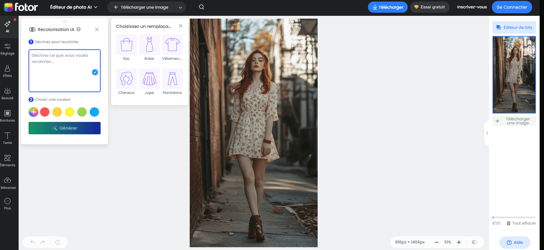 changer la couleur objet sur photo en ligne avec fotor
