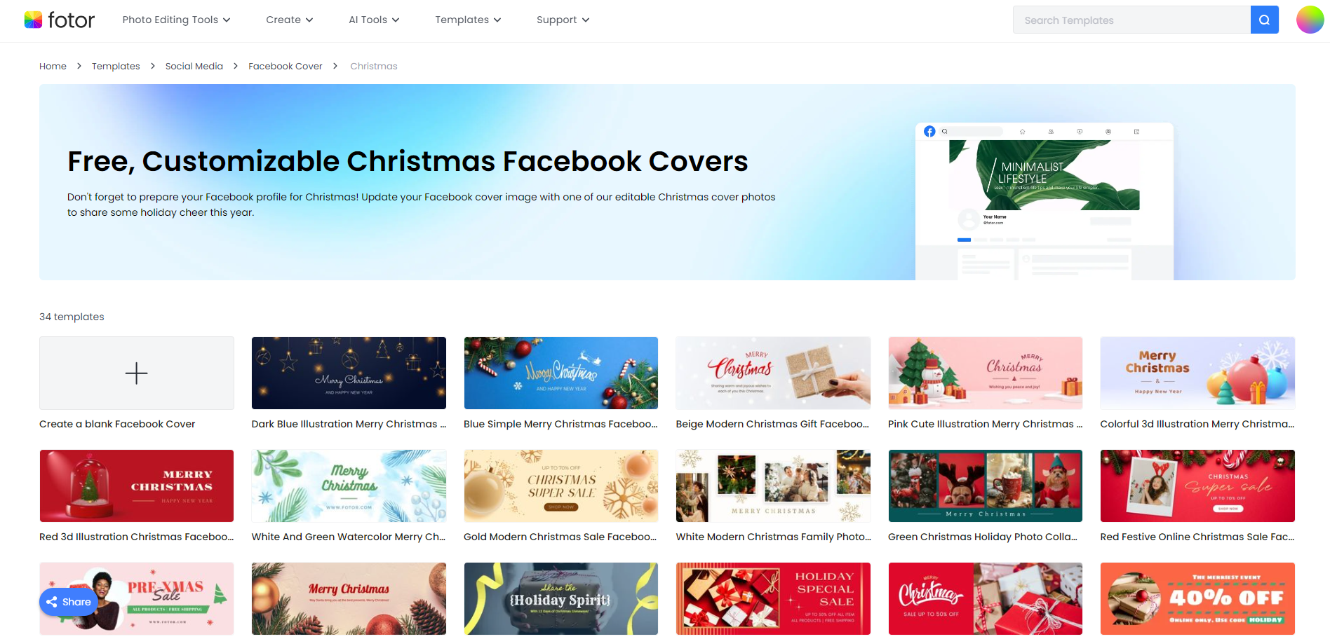 christmas facebook cover templates of fotor