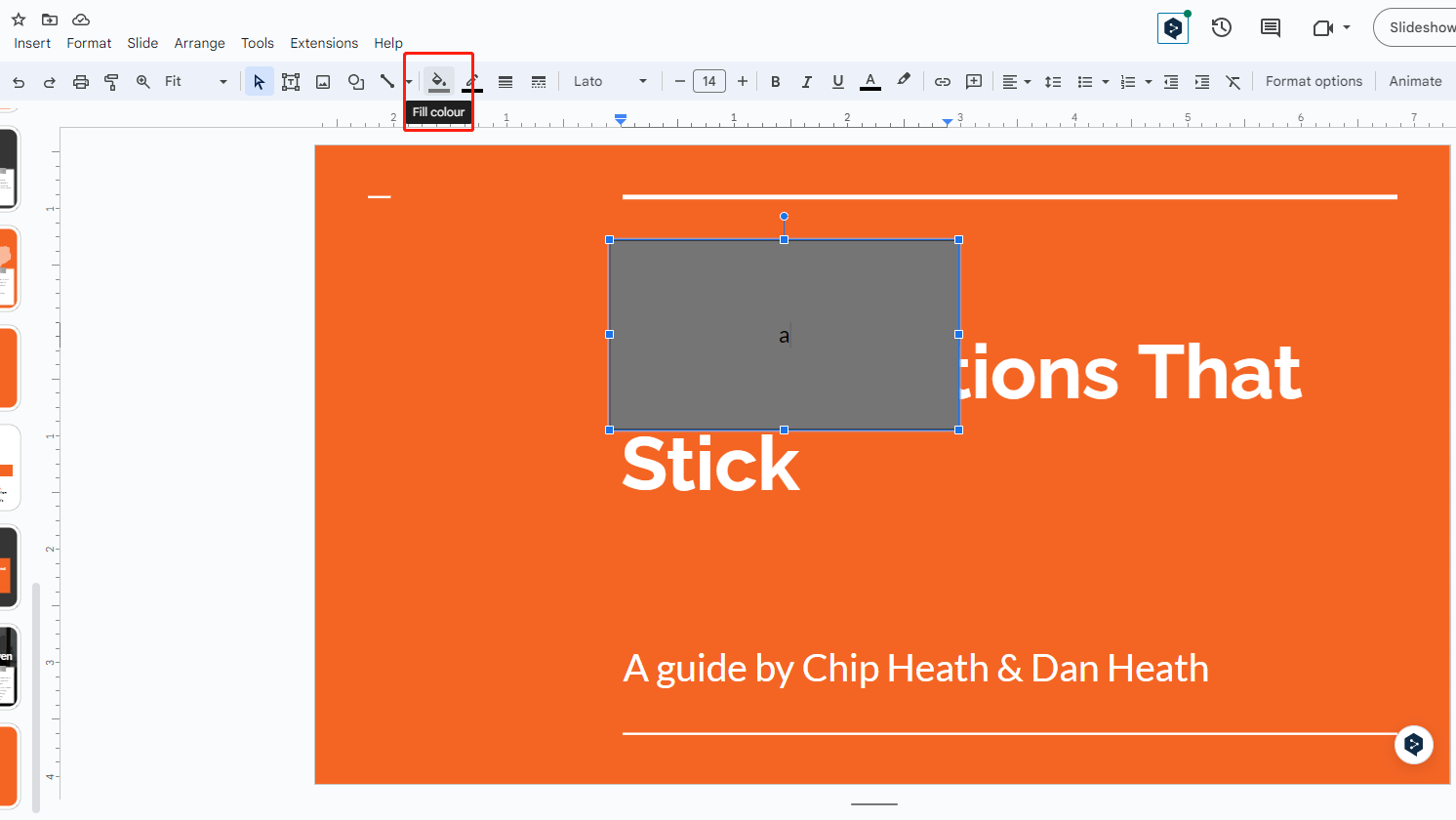 click on fill color option on the above toolbar in google slides