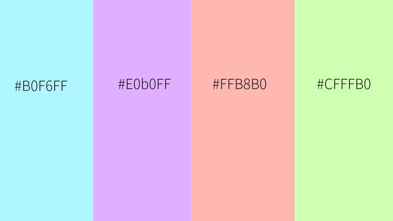 color matching of e0b0ff,b0f6ff, ffb8b0, ffb8b0