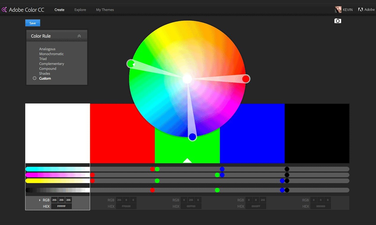 color palette generator page of adode color cc