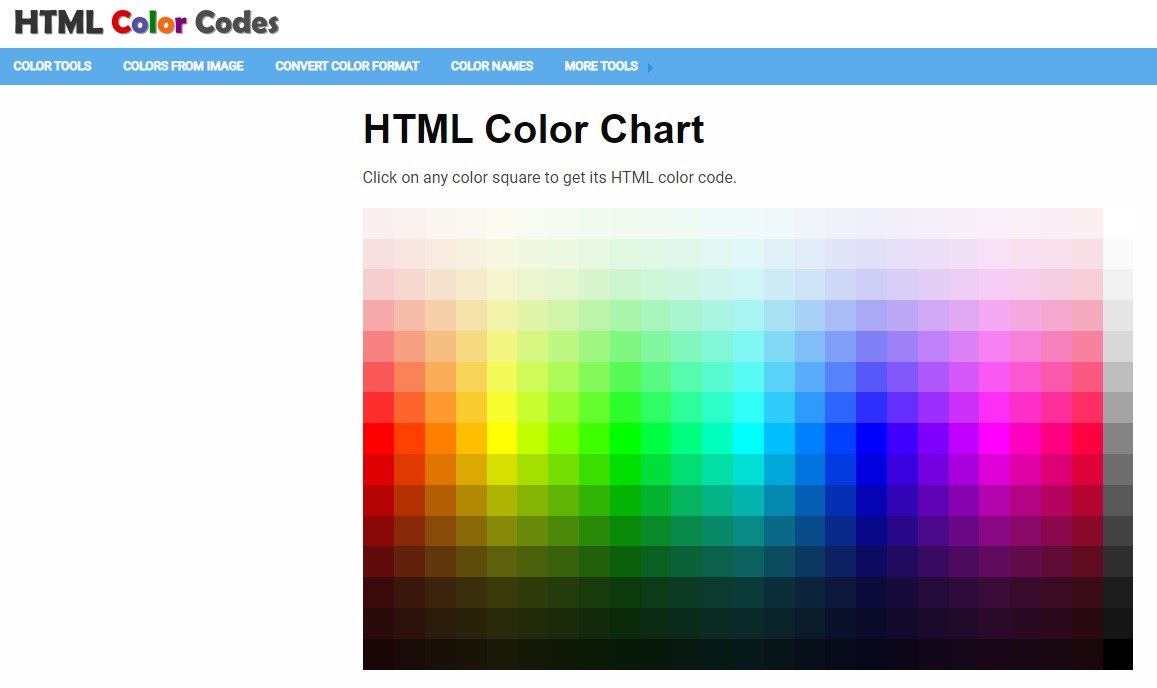 html color chart page of HTML Color Codes