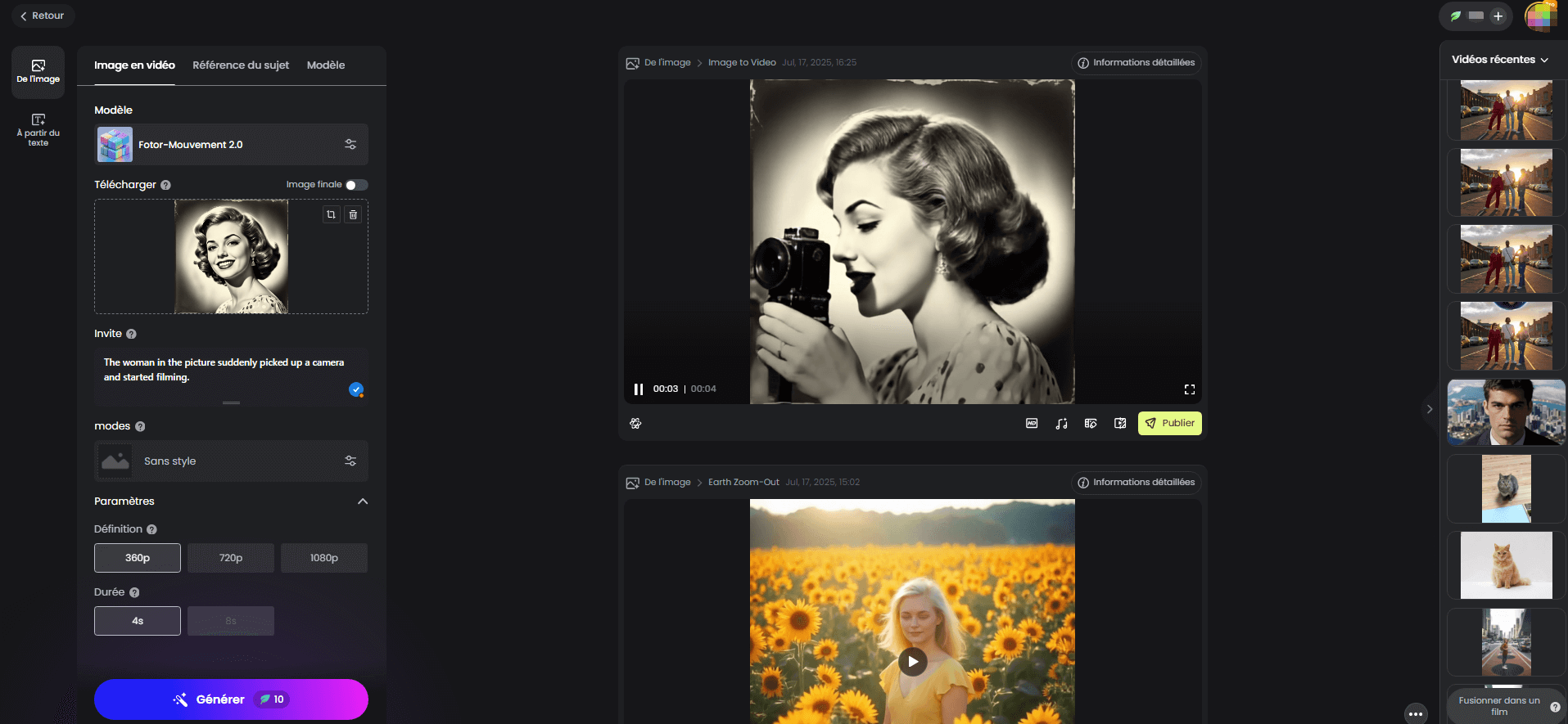 comment animer une photo ancienne avec Fotor