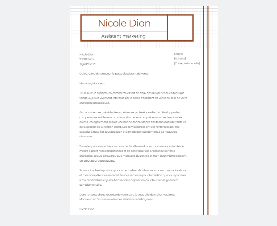 comment faire une lettre de motivation pour un travail ave Fotor