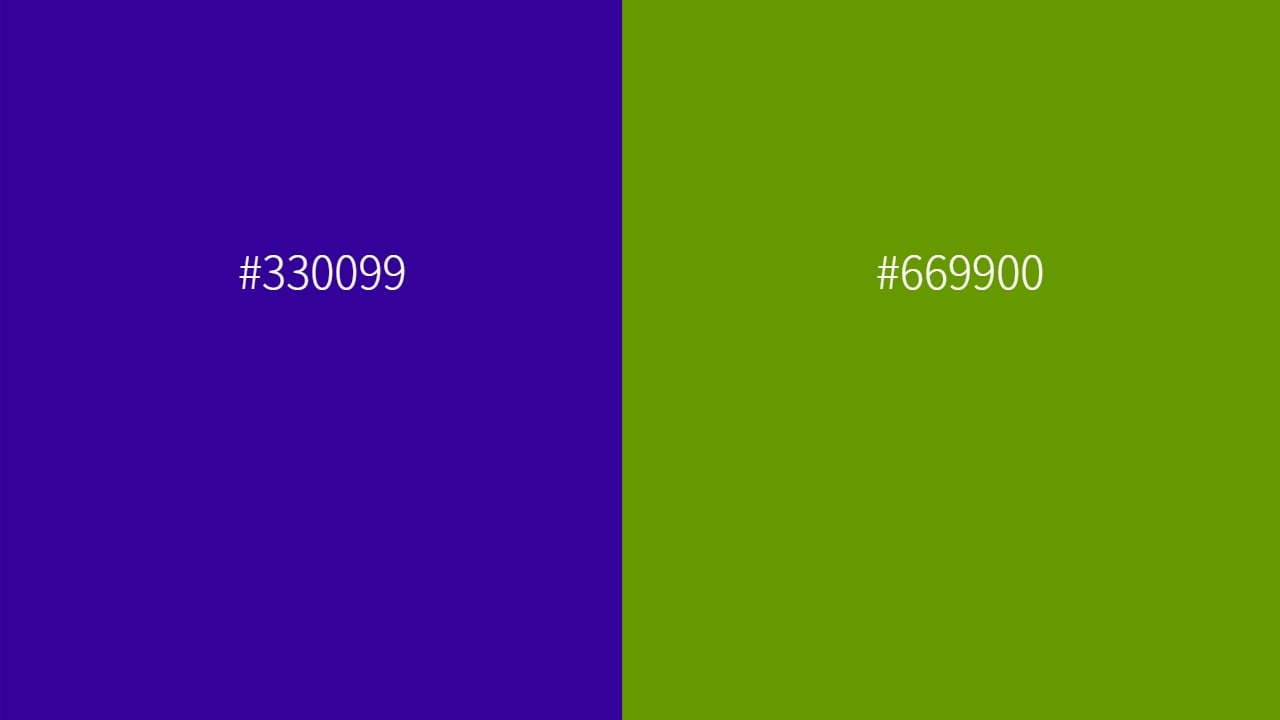 complementary color of 330099 and 669900