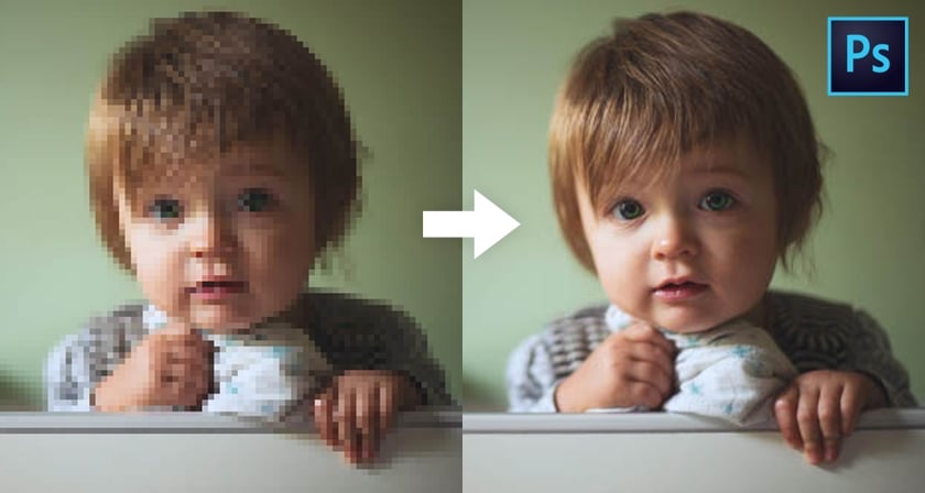 convert low to high resolution of a baby in photoshop