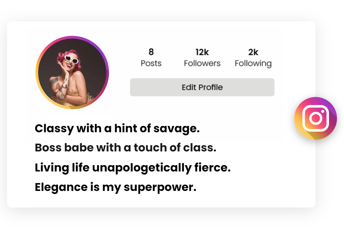 cool girl instagram profile page with baddie classy instagram bio