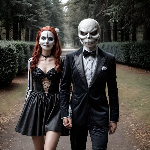 a couple in zombie costume
