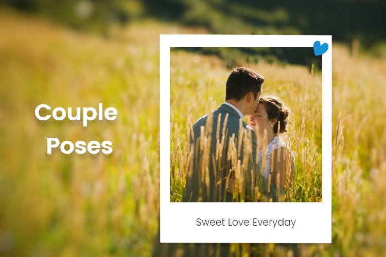 couple poses: couple kisses in the fileds