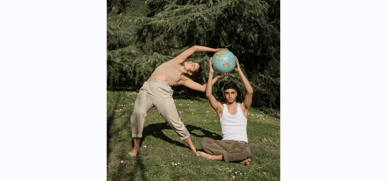 couple yoga poses with yoga ball