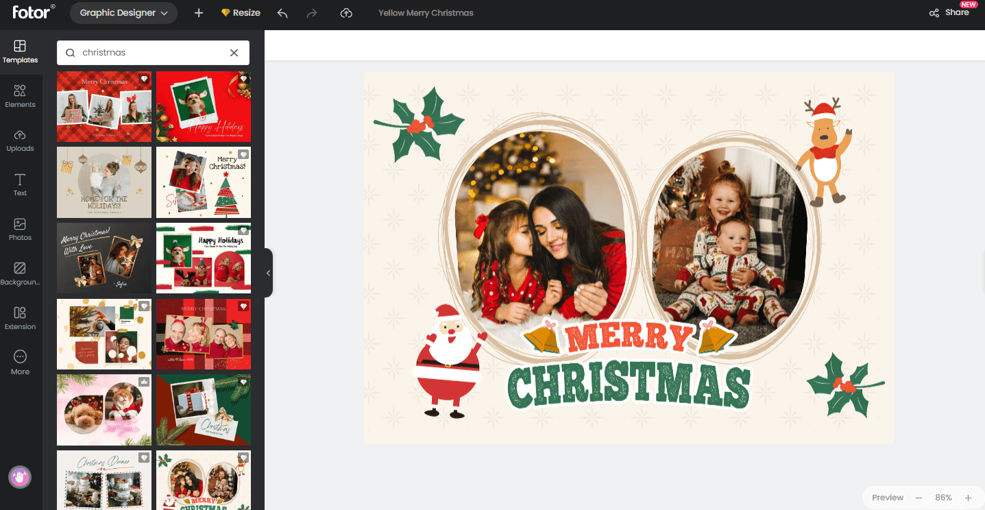 create a christmas photo collage with fotor
