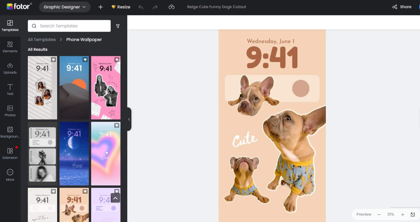 create a cute dog wallpaper for phone with Fotor