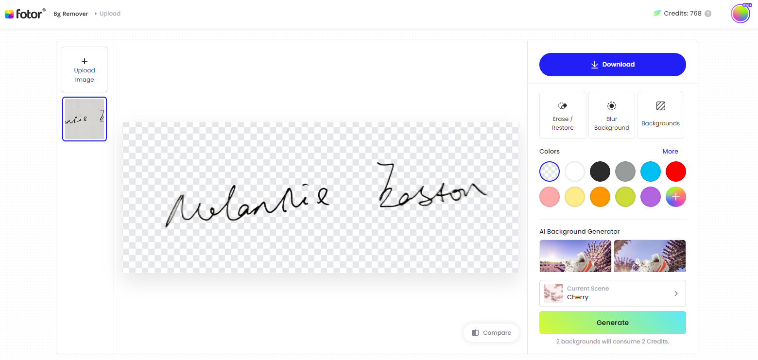 create an online signature with Fotor's background remover tool