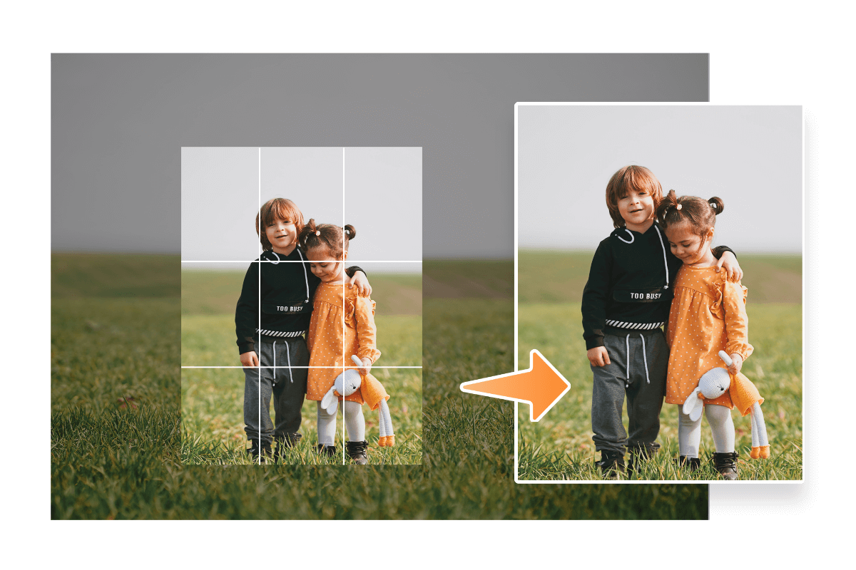 crop a landscape orientation image to portrait orientation