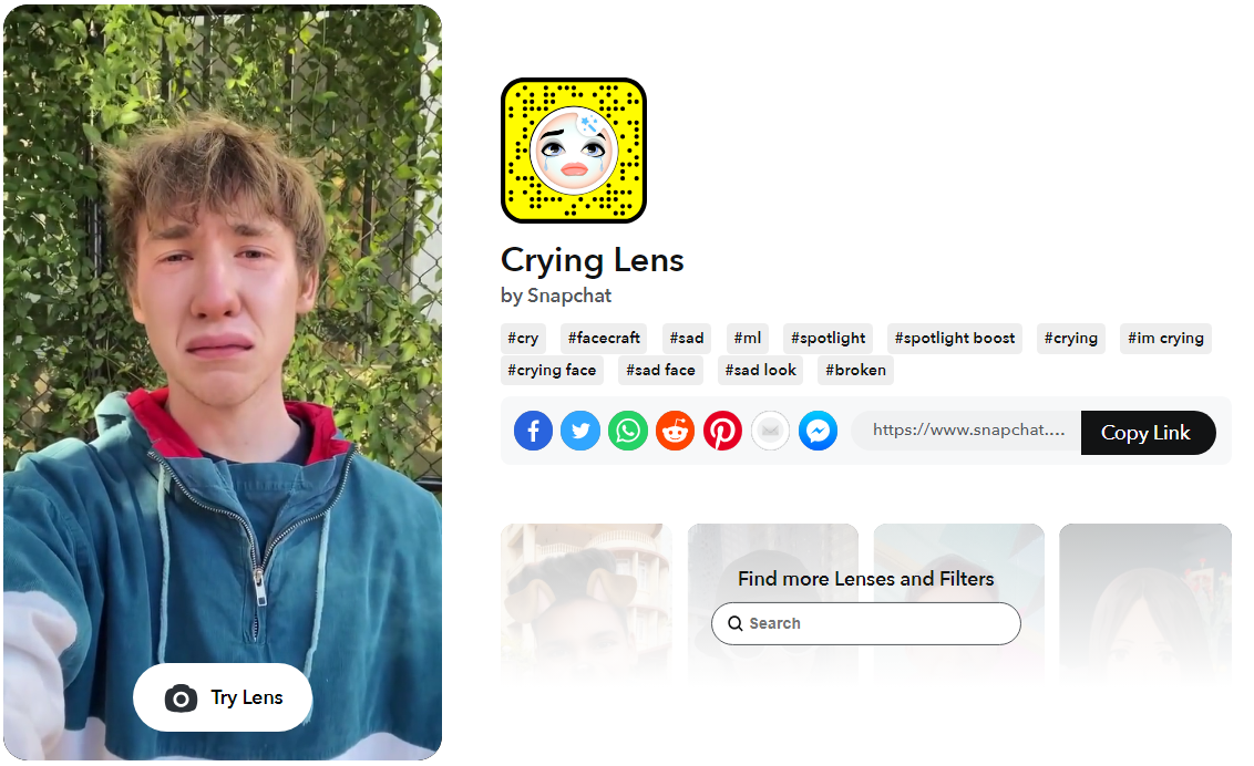 crying filter from snapchat