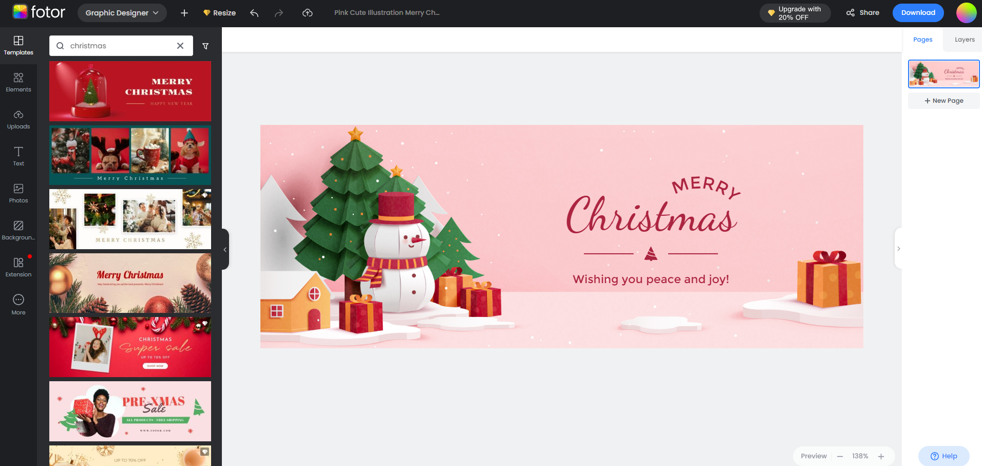 customize a christmas facebook cover in fotor