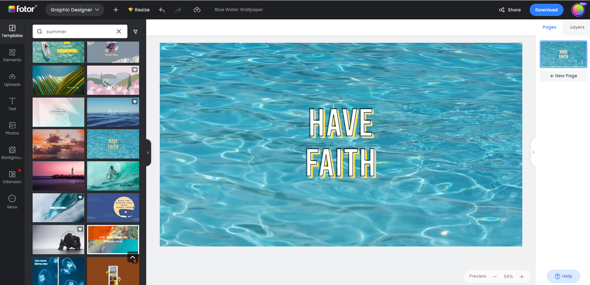 customize sea template in fotor