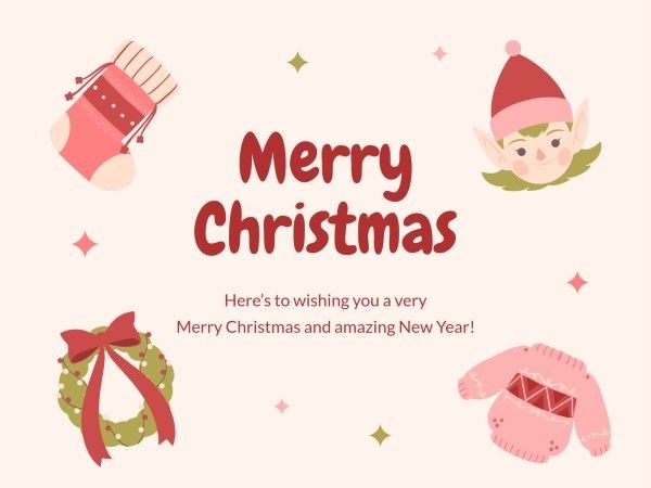 Cute Cartoon Merry Christmas Card Template