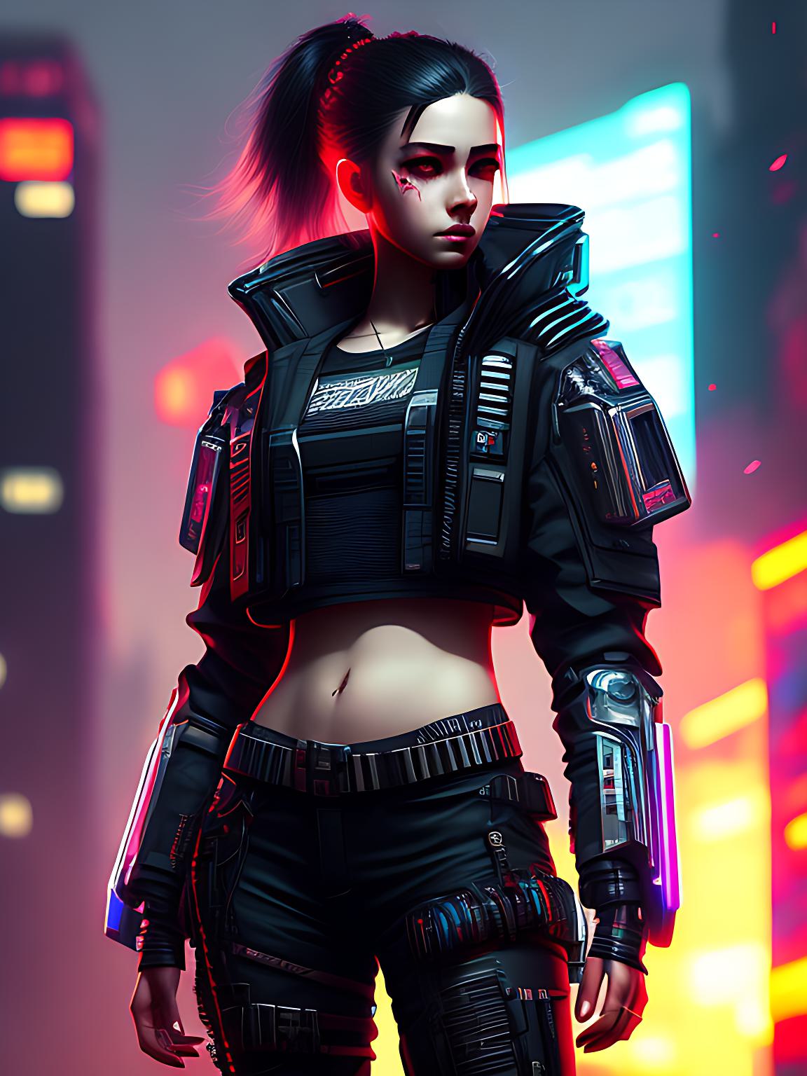 cyberpunk female character concept art generated by fotor ai concept art creator from text
