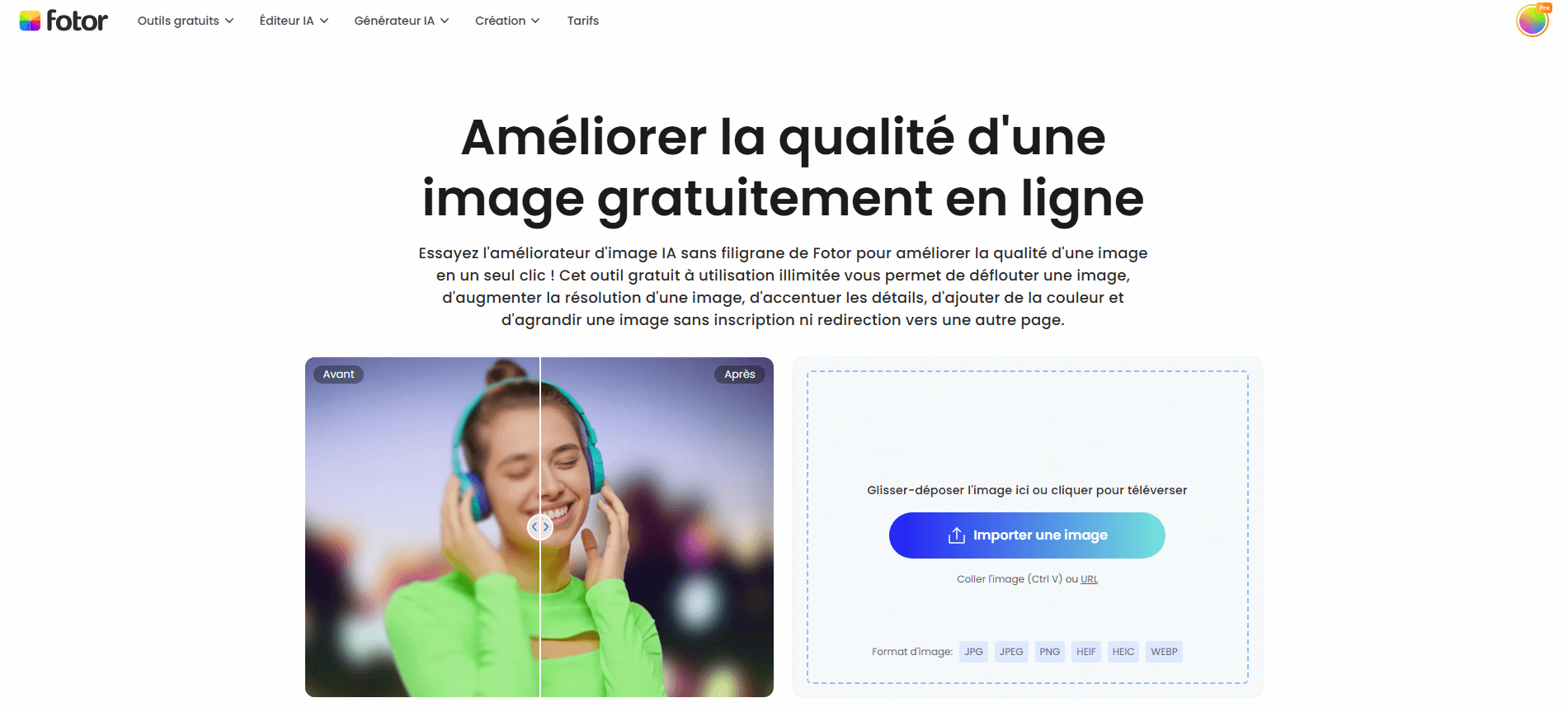 depixeliser une image gratuitement en ligne avec fotor