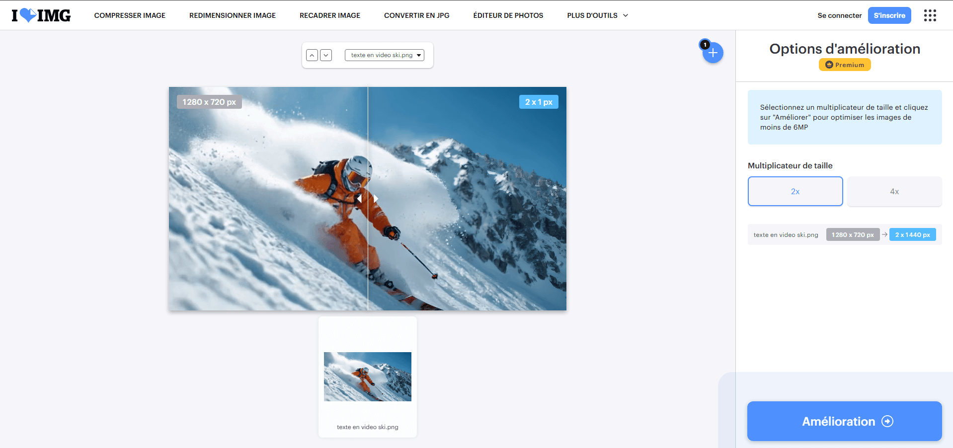 depixeliser une photo en ligne avec iloveimg