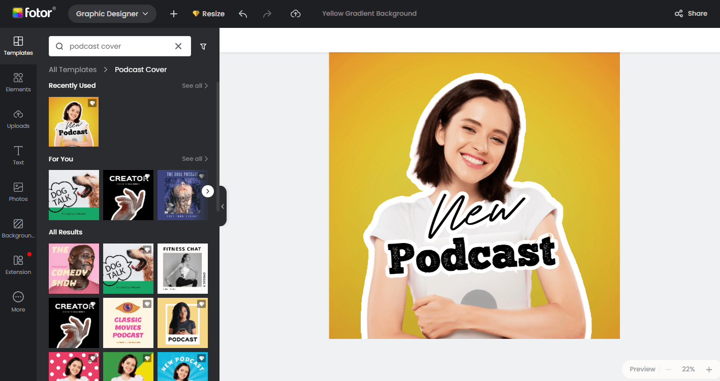 design a podcast cover with Fotor