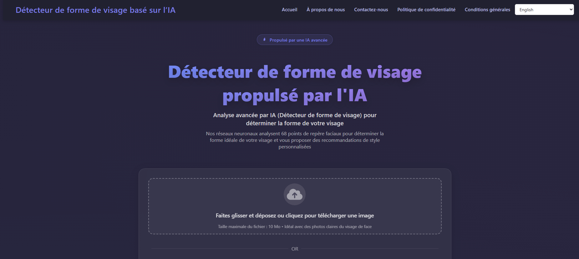 detecteur de forme de visage ia dans whatismyfaceshape