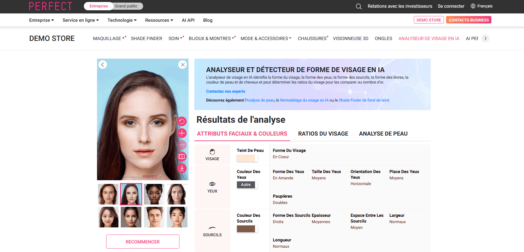 detecteur forme de visage dans perfect makeup