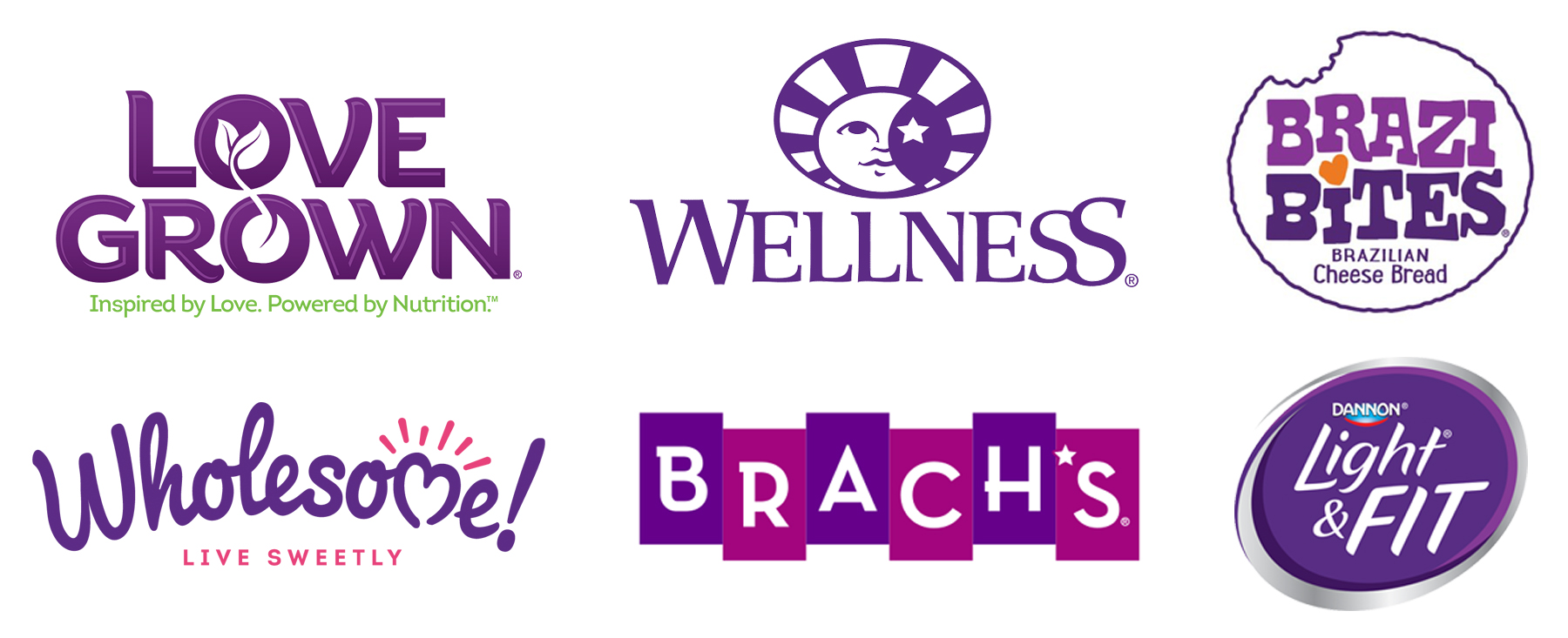 different purple logos