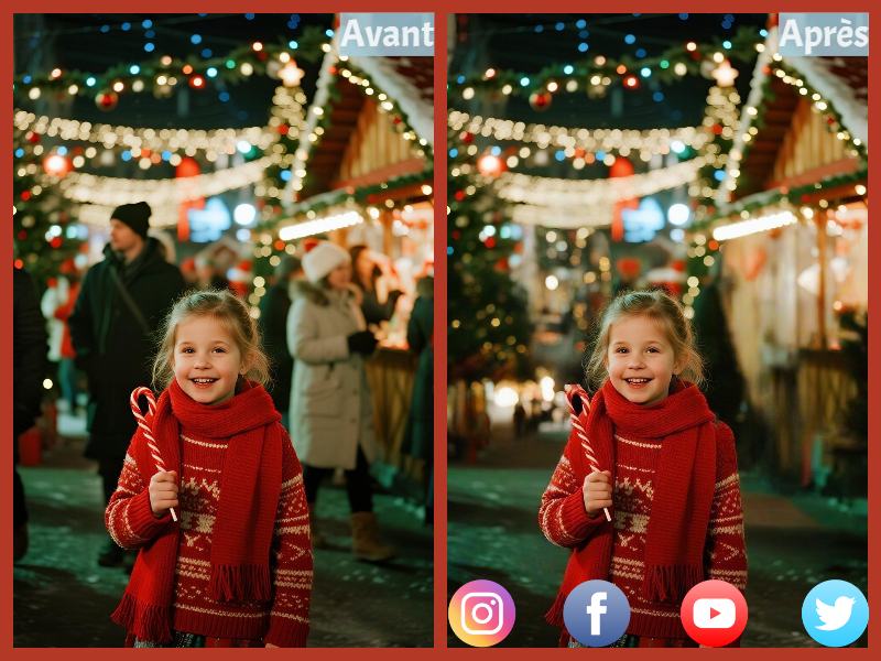 effacer des gens sur une photo d'une petite fille mignonne pour la fête Noël